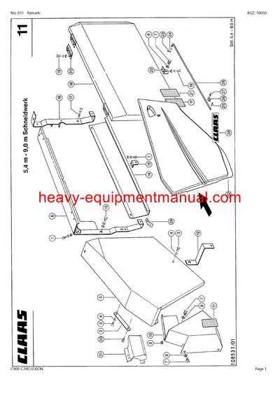 Download Claas C900-C390 Lexion Cutterbar Parts Manual SN 71400011-71499999