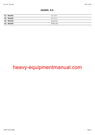 Download Claas C900-C450 Lexion Cutterbar Parts Manual SN D0200011-D0299999