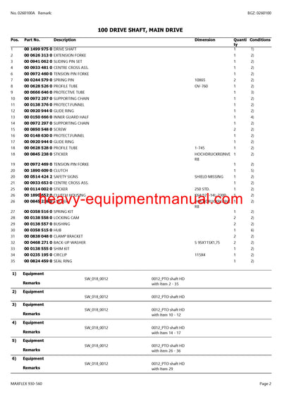 PDF Claas 930 - 560 Maxflex Cutterbar Parts Manual