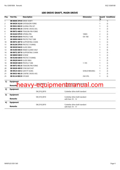 PDF Claas 930 - 560 Maxflex Cutterbar Parts Manual