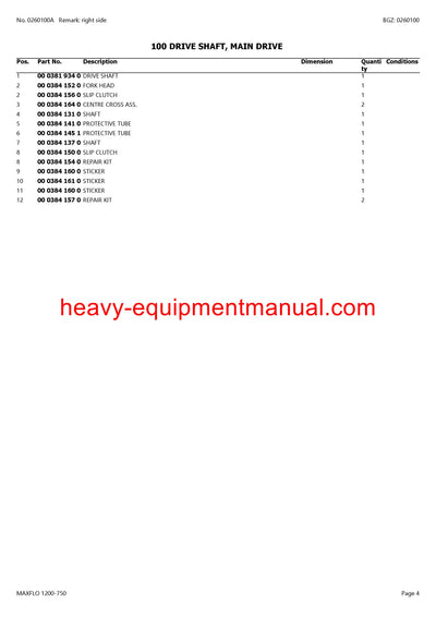 PDF Claas 1200 - 750 Maxflo Cutterbar Parts Manual