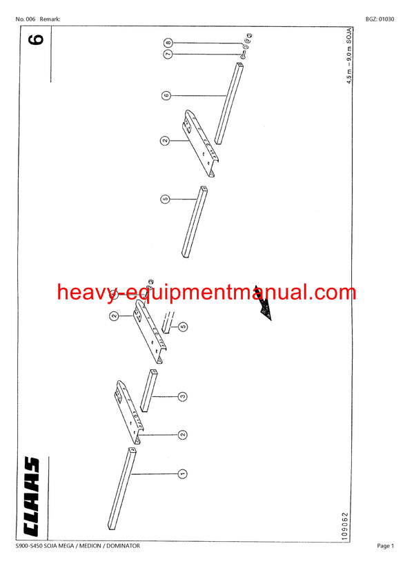 PDF Claas S900 - S450 Soja Mega Medion Dominator Cutterbar Parts Manual