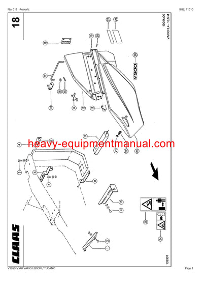 DOWNLOAD CLAAS V1050-V540 VARIO LEXION TUCANO CUTTERBAR PARTS MANUAL SN 71600012-71699999