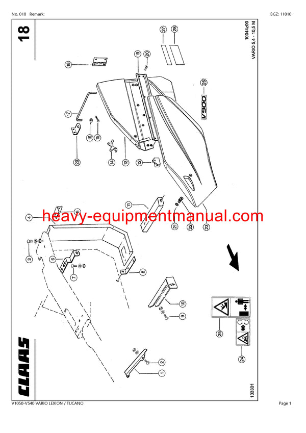 DOWNLOAD CLAAS V1050-V540 VARIO LEXION TUCANO CUTTERBAR PARTS MANUAL SN D0400011-D0499999