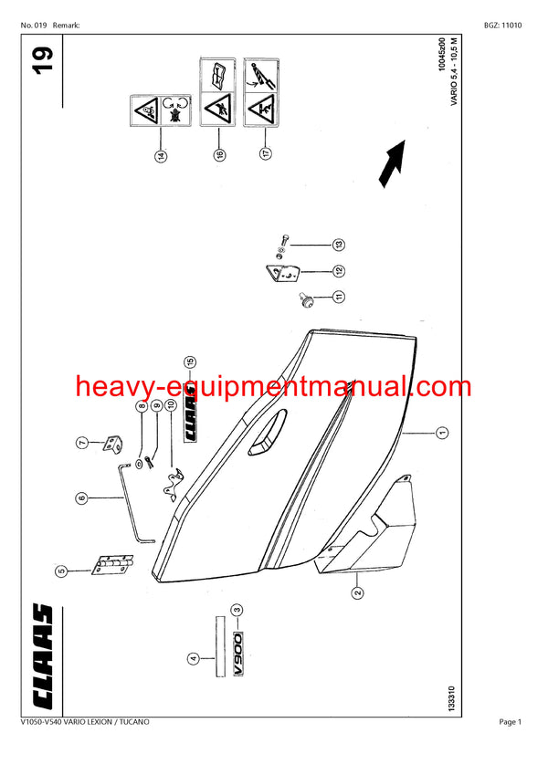 DOWNLOAD CLAAS V1050-V540 VARIO LEXION TUCANO CUTTERBAR PARTS MANUAL SN 71600012-71699999