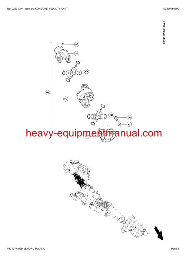CLAAS V1350-V1050 LEXION TUCANO CUTTERBAR PARTS CATALOG MANUAL