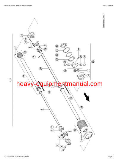PDF Claas V1350 - V1050 Lexion Tucano Cutterbar Parts Manual