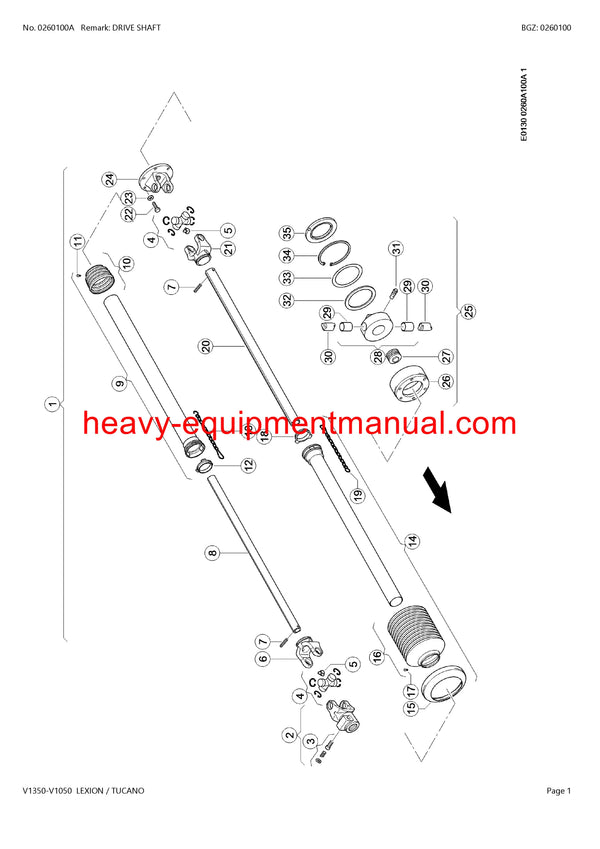 CLAAS V1350-V1050 LEXION TUCANO CUTTERBAR PARTS CATALOG MANUAL