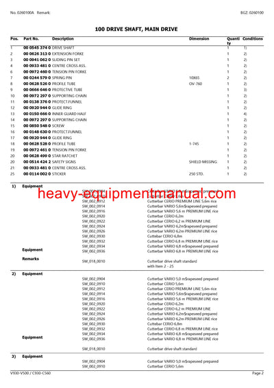 PDF Claas V930 - V500 C930 - C560 Cutterbar Parts Manual