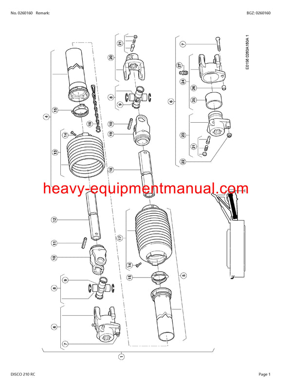 CLAAS DISCO 210 RC MOWER PARTS CATALOG MANUAL SN 62401001-62409999