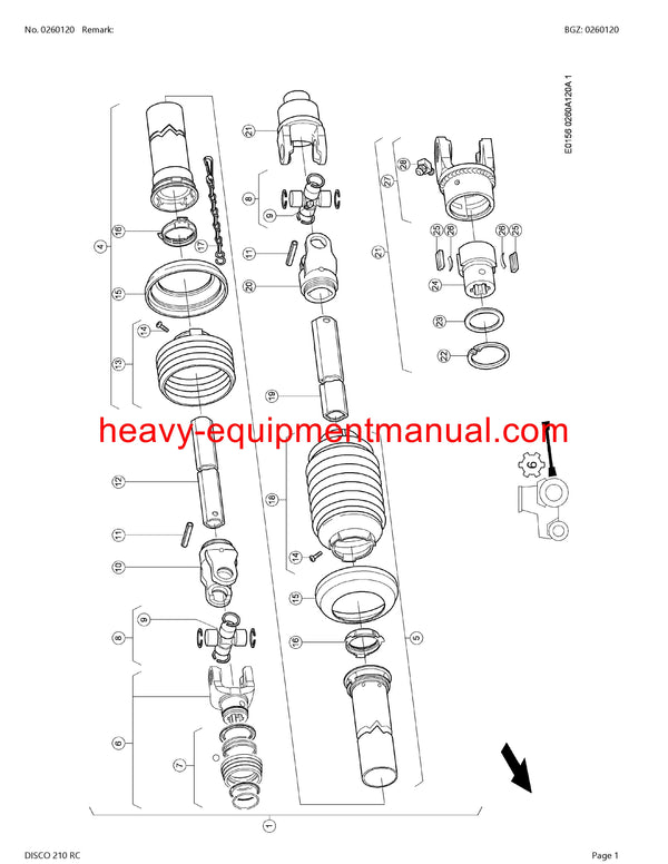 CLAAS DISCO 210 RC MOWER PARTS CATALOG MANUAL SN 62401001-62409999