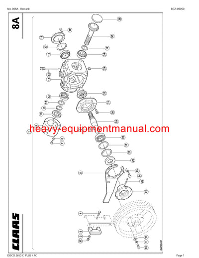 CLAAS DISCO 2650 C PLUS RC MOWER PARTS CATALOG MANUAL SN 62001001-62099999