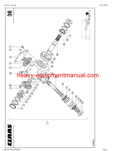 CLAAS DISCO 2700 CONTOUR MOWER PARTS CATALOG MANUAL SN 61701001-61799999