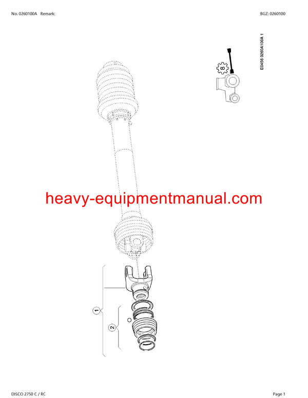 PDF Claas 2750 C RC Disco Mower Parts Manual