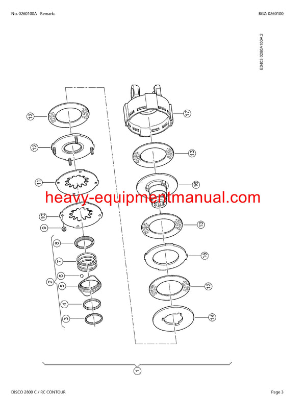 CLAAS DISCO 2800 C RC CONTOUR MOWER PARTS CATALOG MANUAL SN F8401001-F8409999