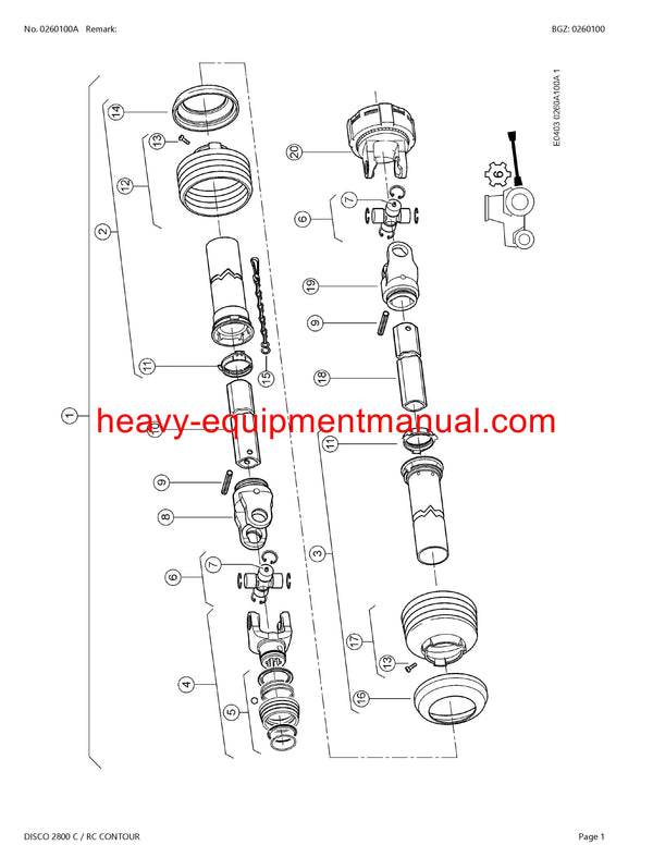 PDF Claas 2800 C RC Disco Contour Mower Parts Manual