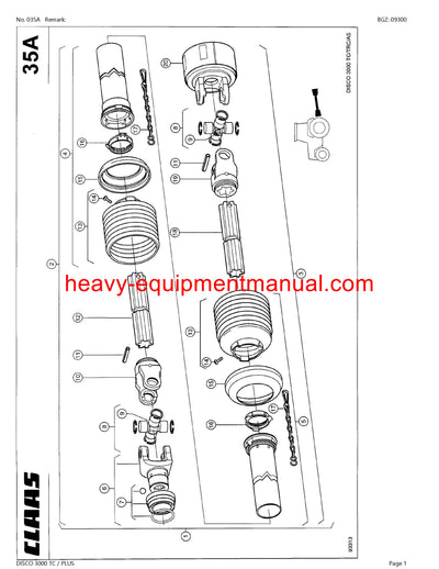 CLAAS DISCO 3000 TC PLUS MOWER PARTS CATALOG MANUAL SN 65001001-65099999