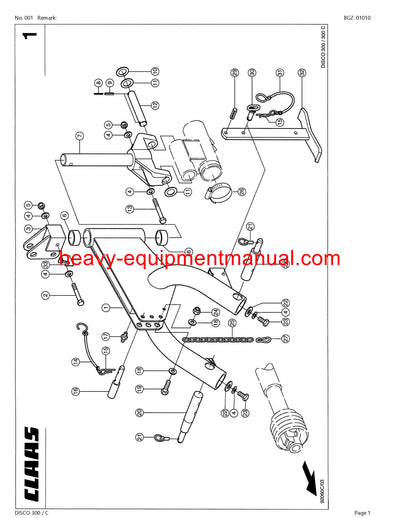 CLAAS DISCO 300 C MOWER PARTS CATALOG MANUAL SN 64601001-64699999