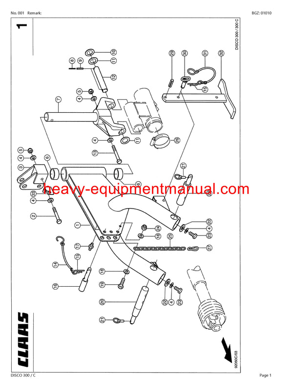 CLAAS DISCO 300 C MOWER PARTS CATALOG MANUAL SN 64601001-64699999