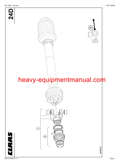 CLAAS DISCO 3050 FC F MOWER PARTS CATALOG MANUAL SN 65101001-65199999
