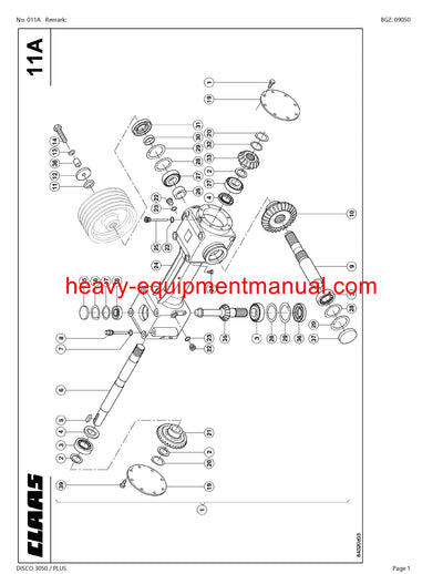 CLAAS DISCO 3050 C PLUS 3050 C MOWER PARTS CATALOG MANUAL SN 62101001-62199999