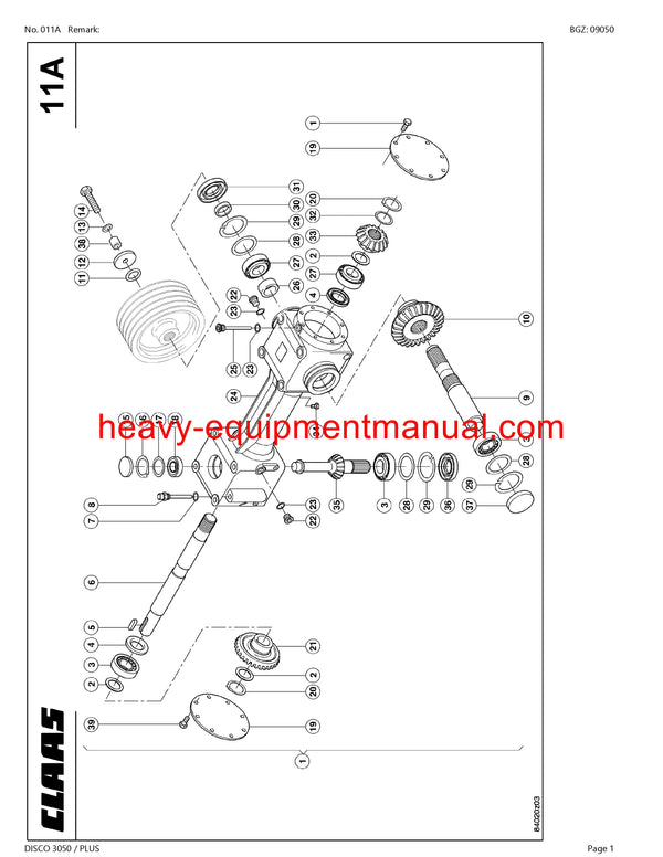 PDF Claas 3050 Plus Disco Mower Parts Manual