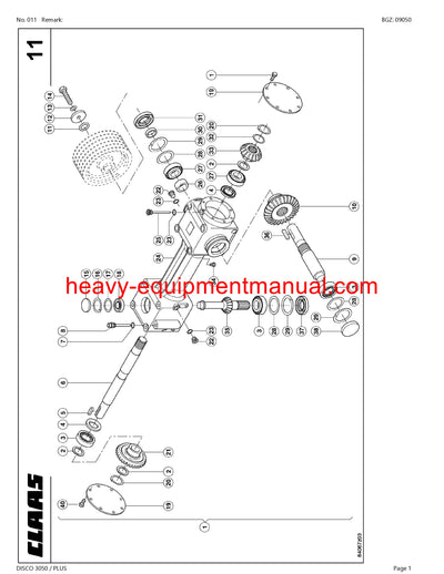 PDF Claas 3050 Plus Disco Mower Parts Manual