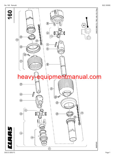 CLAAS DISCO 3050 TC MOWER PARTS CATALOG MANUAL SN 62201001-62299999