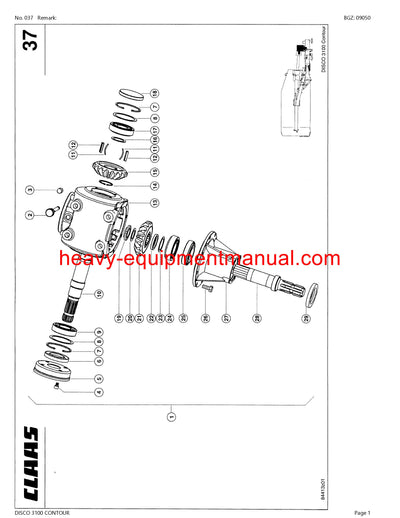 CLAAS DISCO 3100 CONTOUR MOWER PARTS CATALOG MANUAL SN 61801001-61899999