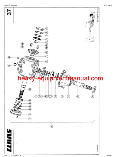 PDF Claas 3100 Disco Contour Mower Parts Manual