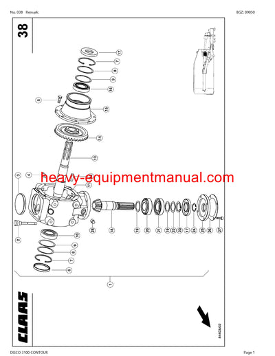 PDF Claas 3100 Disco Contour Mower Parts Manual