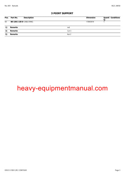 PDF Claas 3100 C/RC Disco Contour Mower Parts Manual