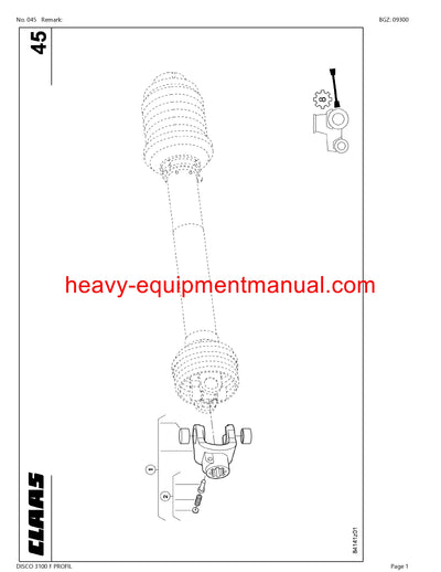 CLAAS DISCO 3100 F PROFIL MOWER PARTS CATALOG MANUAL SN 62301001-62399999