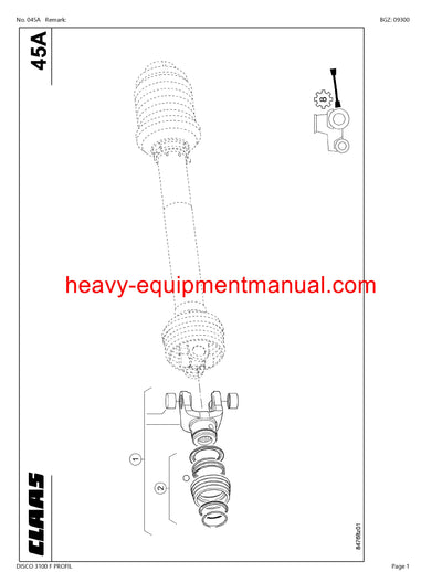 CLAAS DISCO 3100 F PROFIL MOWER PARTS CATALOG MANUAL SN 62301001-62399999