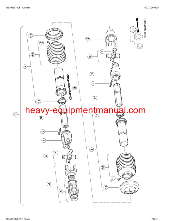 CLAAS DISCO 3100 TC/TRC/AS MOWER PARTS CATALOG MANUAL SN F5101001-F5199999