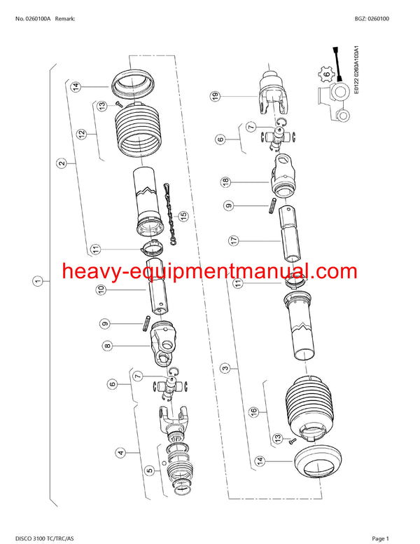 CLAAS DISCO 3100 TC/TRC/AS MOWER PARTS CATALOG MANUAL SN F5101001-F5199999