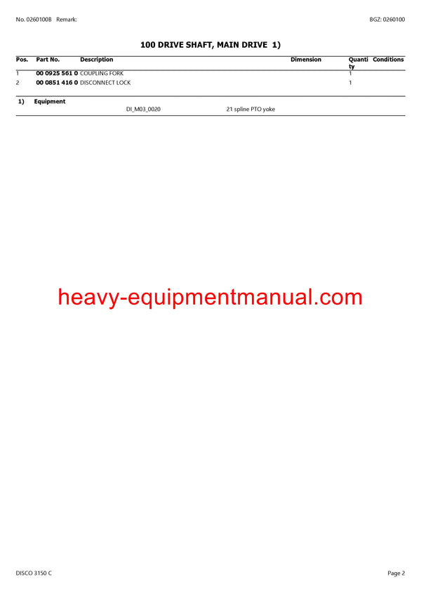 CLAAS DISCO 3150 C MOWER PARTS CATALOG MANUAL SN F7900001-F7909999