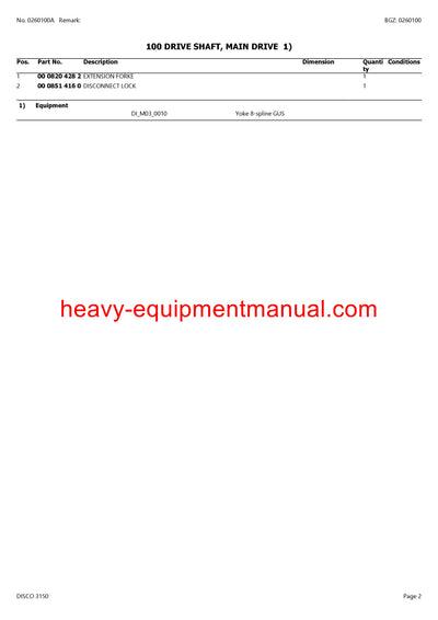 CLAAS DISCO 3150 MOWER PARTS CATALOG MANUAL SN F7600001-F7609999