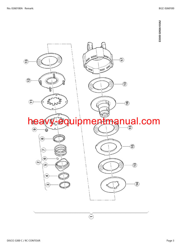 CLAAS DISCO 3200 C RC CONTOUR MOWER PARTS CATALOG MANUAL SN F8501001-F8509999