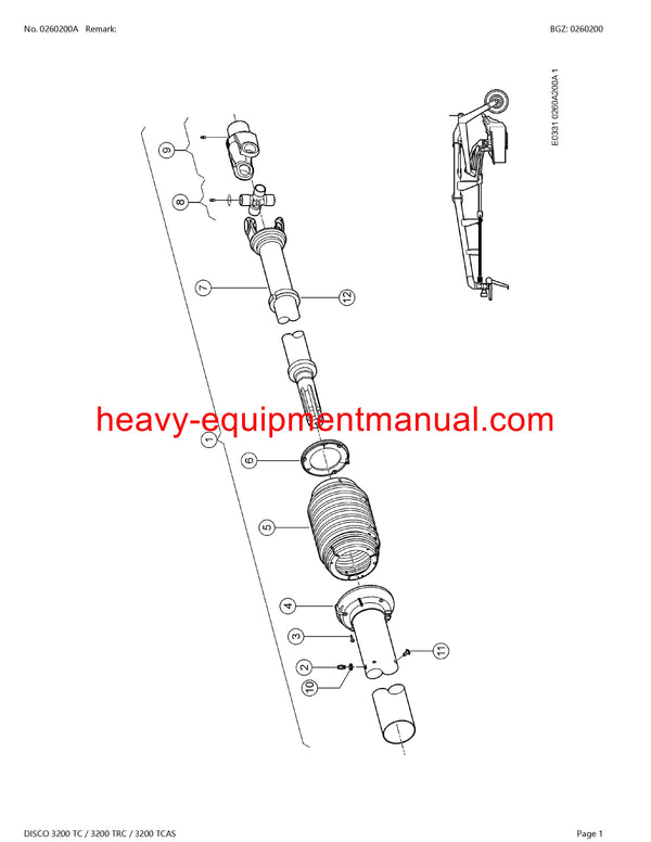 CLAAS DISCO 3200 TC 3200 TRC 3200 TCAS MOWER PARTS CATALOG MANUAL SN F9001001-F9099999