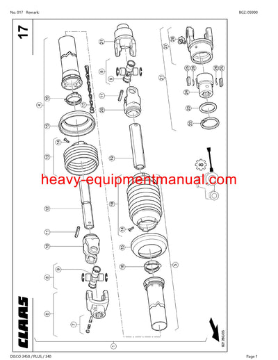 CLAAS DISCO 3450 PLUS 340 MOWER PARTS CATALOG MANUAL SN 63601001-63699999
