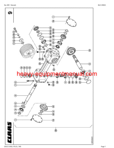 CLAAS DISCO 3450 PLUS 340 MOWER PARTS CATALOG MANUAL SN 63601001-63699999