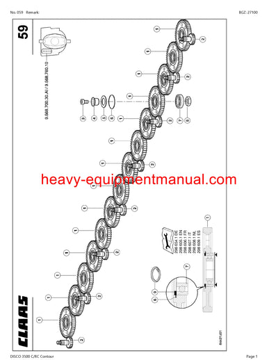 PDF Claas 3500 C RC Disco Contour Mower Parts Manual
