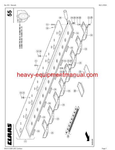 PDF Claas 3500 C RC Disco Contour Mower Parts Manual