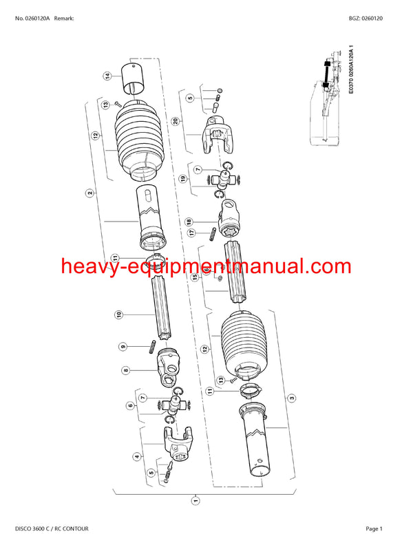 CLAAS DISCO 3600 C RC CONTOUR MOWER PARTS CATALOG MANUAL SN F8601001-F8609999