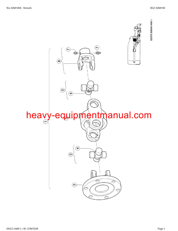 CLAAS DISCO 3600 C RC CONTOUR MOWER PARTS CATALOG MANUAL SN F8601001-F8609999