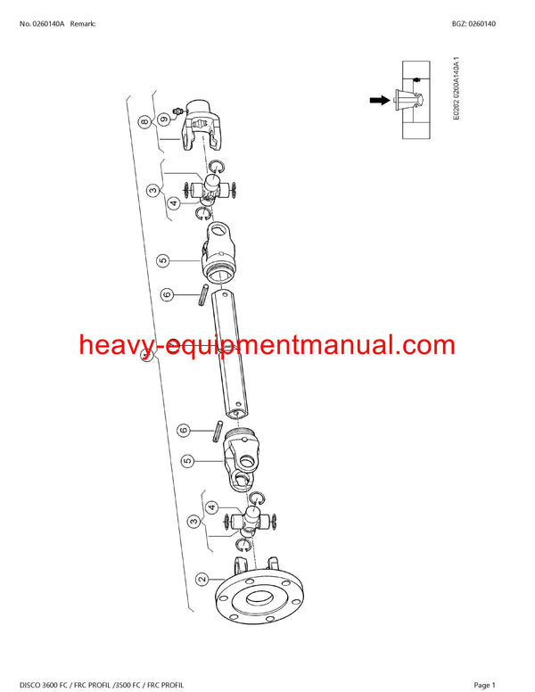 CLAAS DISCO 3600 FC/FRC PROFIL 3500 FC/FRC PROFIL MOWER PARTS CATALOG MANUAL SN F7101320-F7109999