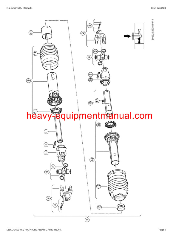 CLAAS DISCO 3600 FC/FRC PROFIL 3500 FC/FRC PROFIL MOWER PARTS CATALOG MANUAL SN F7101320-F7109999