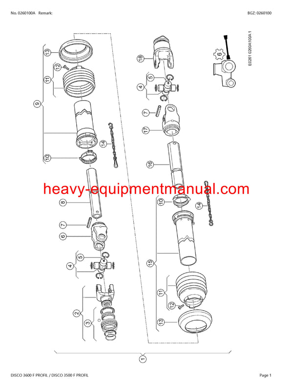 PDF Claas 3600, 3500 F Profil Disco Mower Parts Manual
