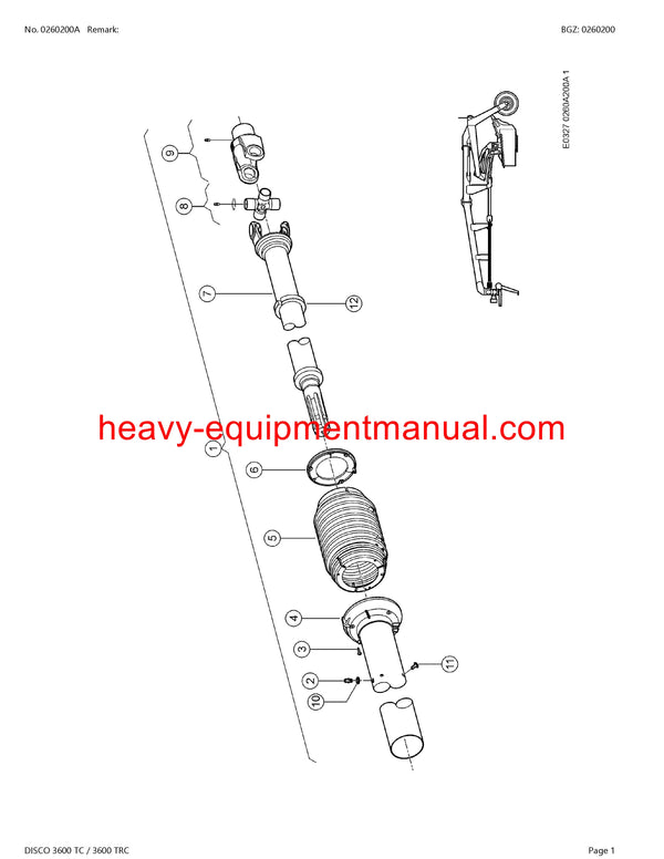 CLAAS DISCO 3600 TC / 3600 TRC MOWER PARTS CATALOG MANUAL SN F9101001-F9199999